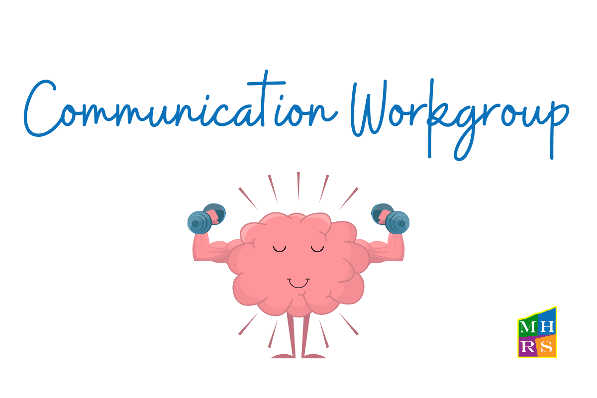 Image of a brain lifting weights for the Communication Workgroup meeting