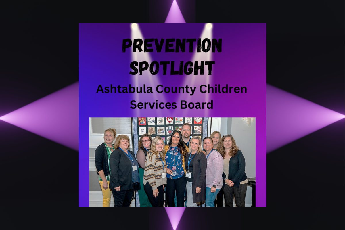 Image of the Ashtabula County Children Services Board employees posing for March Prevention Spotlight agency