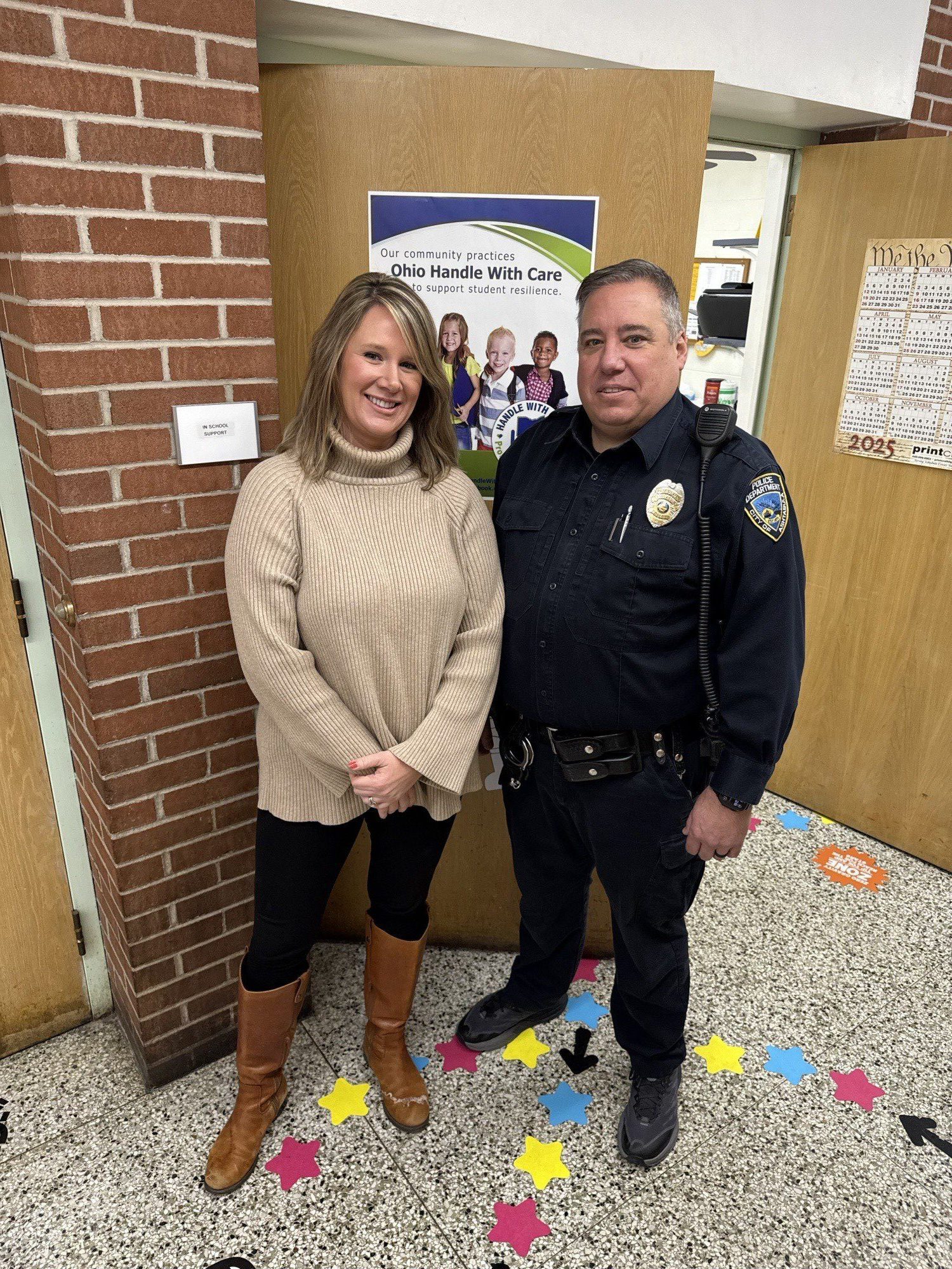 Cailin Rose, School-Family Coordinator, Ashtabula County Educational Service Center and Adam Simmons, APD Resource Officer for Happy Hearts/Building Bridges