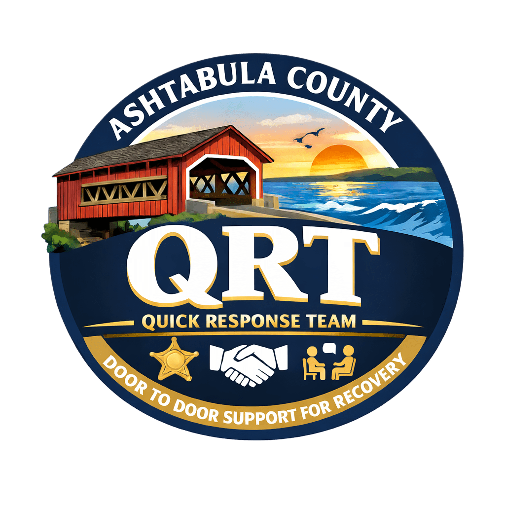 QRT Quick Response Team Logo with covered bridge