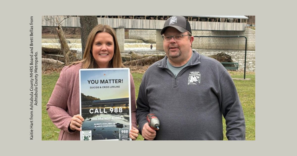 Pictured, Kaitie Hart from Ashtabula County MHRS Board and Brett Bellas from Ashtabula County Metroparks.